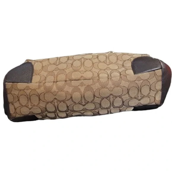 SOLD Coach Shoulder Bag Brown and Tan Signature Leather and Canvas Monogram - Picture 5 of 12